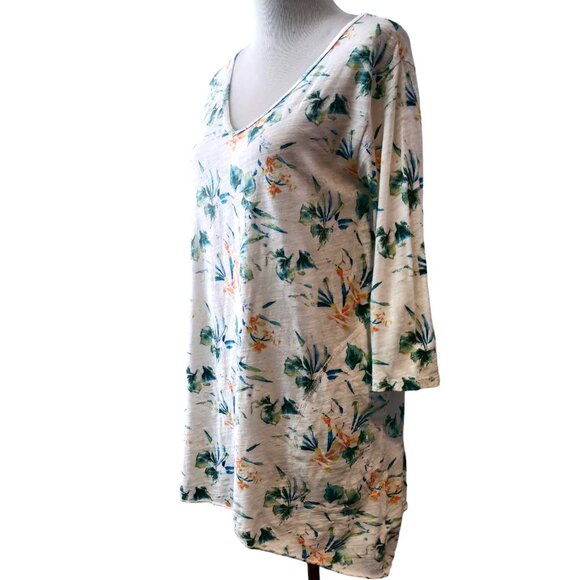Fresh Produce Womens Size S White Floral 100% Cotton Side Pockets T-Shirt Top - Picture 2 of 11